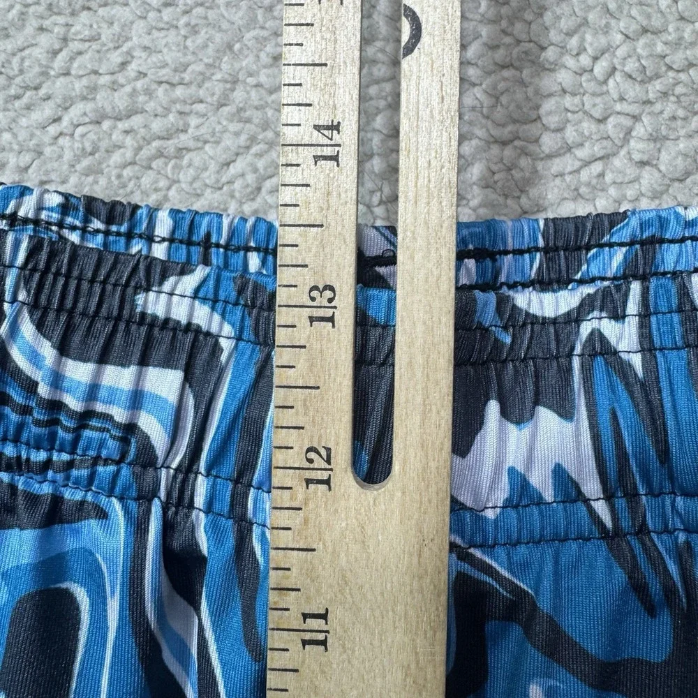Under Armour Shorts Mens XL Basketball Stretch Blue White Oil Spill Print Mesh